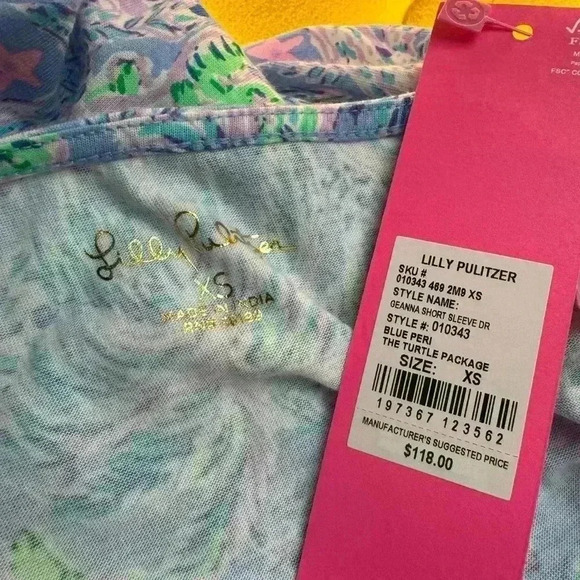 Lily Pulitzer Geanna Short Sleeve Dress Blue Peri The Turtle. - Picture 10 of 10